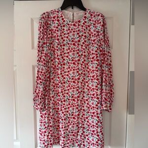 LOFT Cherry Print Mini Dress - Red and White